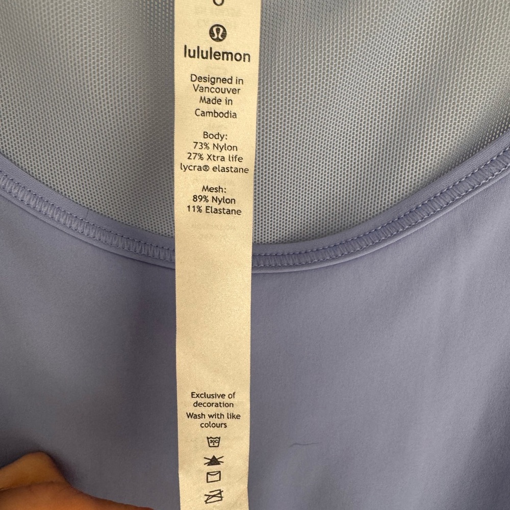 Lululemon Sculpt Tank II Hydrangea Blue Mesh Racerback Workout Tank Size 6 - Picture 5 of 5
